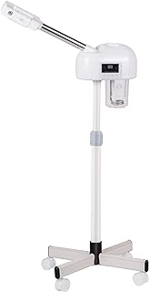 Professional Facial Steamer with Hot Mist, Stand Face Steamer On Wheels, Height Adjustable & 360° Rotatable Nozzle, Home & Salon SPA