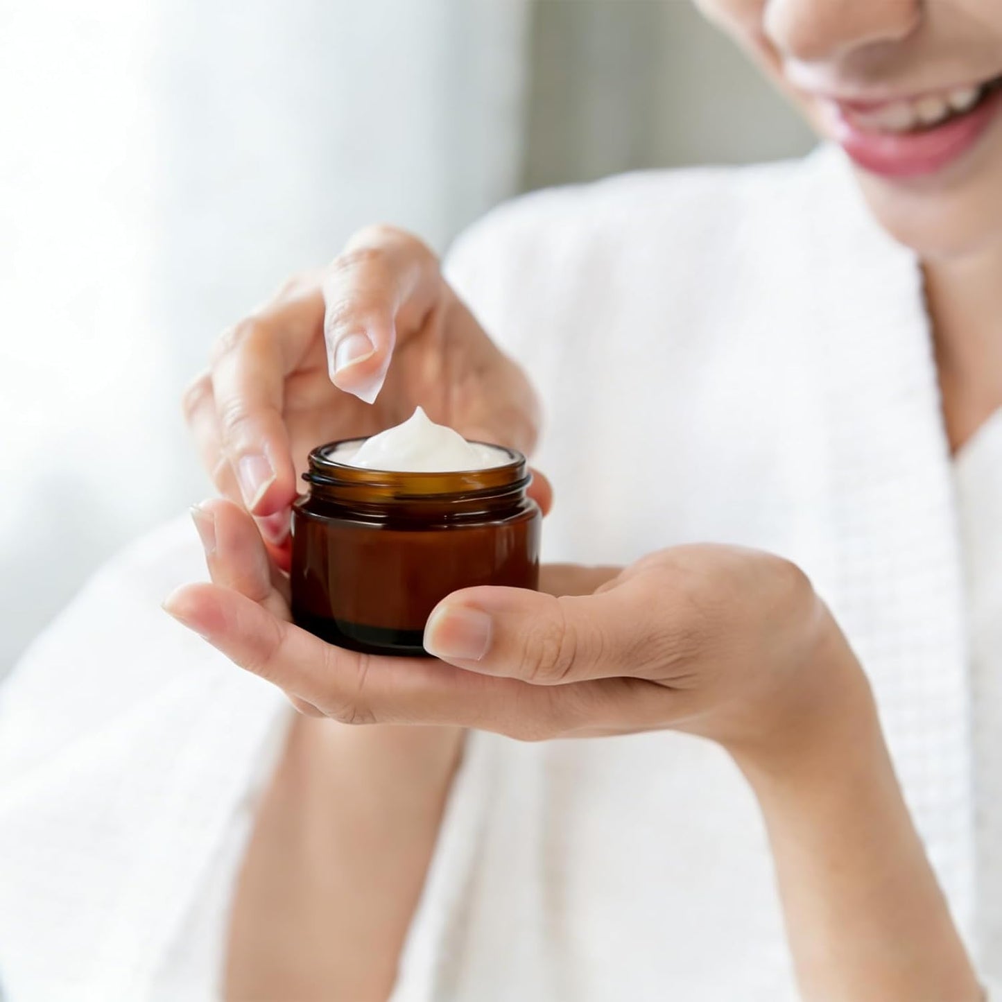 2 Oz Small Glass Jars with Lids, 12 Pack Airtight Amber Cosmetic Jars with Inner Liners Round Empty Travel Sample Containers for Lotions, Creams, Candles, Body Butters