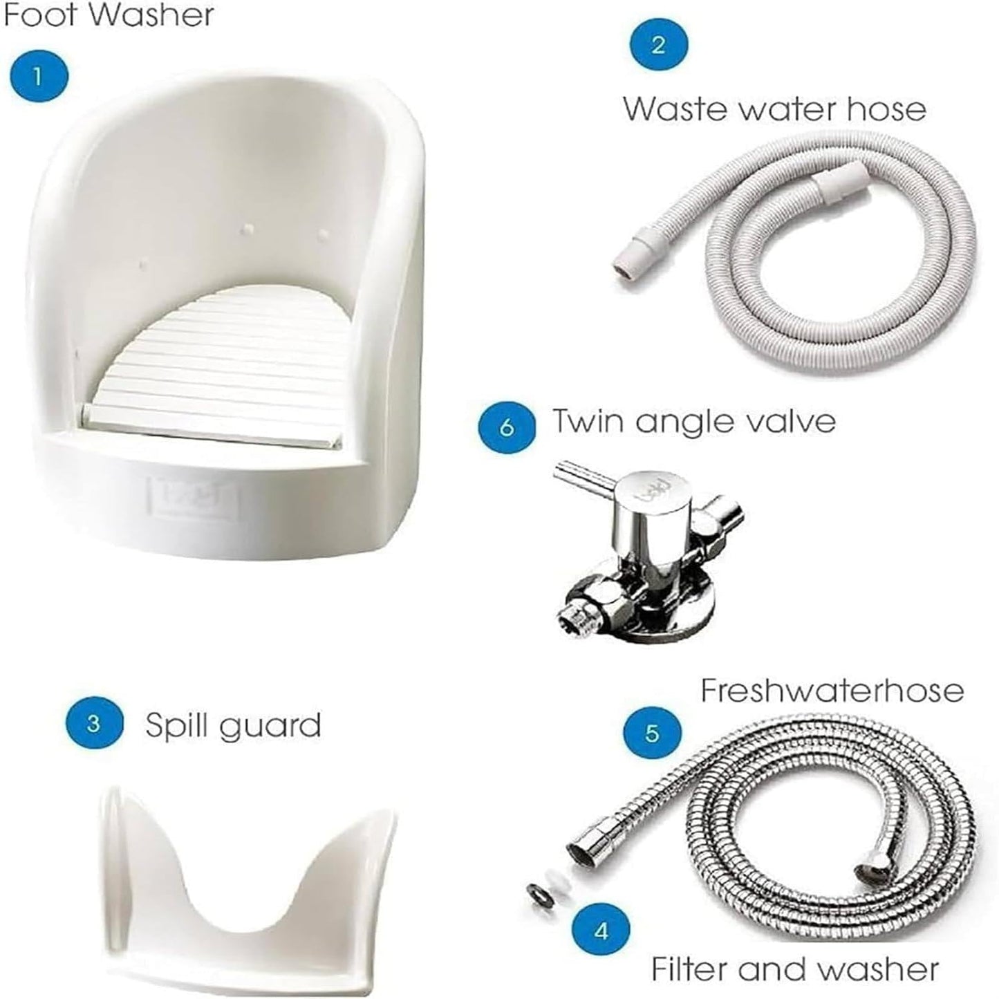 Rinse Foot Bath, Press Spray Foot Washer, with Angle Valves and Inlet/outlet Pipes, Pedicure Footbath, Promote Blood Circulation and Revitalization