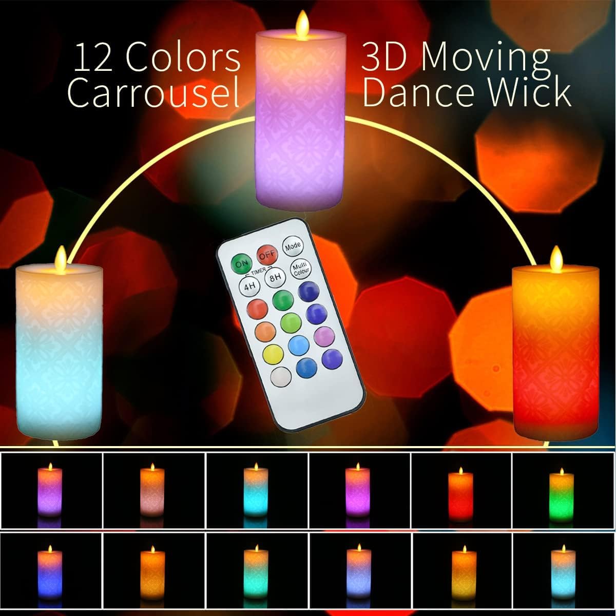 Niceme 18-Key Flameless Candle Remote Control 24H Cycle Automatic Timer Replacement Accessory with Replaceable CR2025 Battery for Multi Color Changing Candles (Only for Niceme Candles)