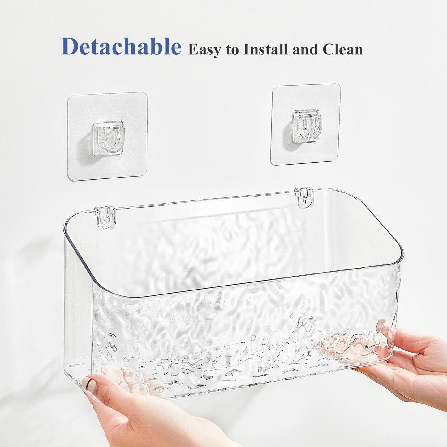 Bath Toy Storage Organizer, Bathtub Toy Storage Holder, Large Capacity Wall Mounted Shower Caddy Shower Organizer, No Drill Shelves Basket, Wave, 2 Pack