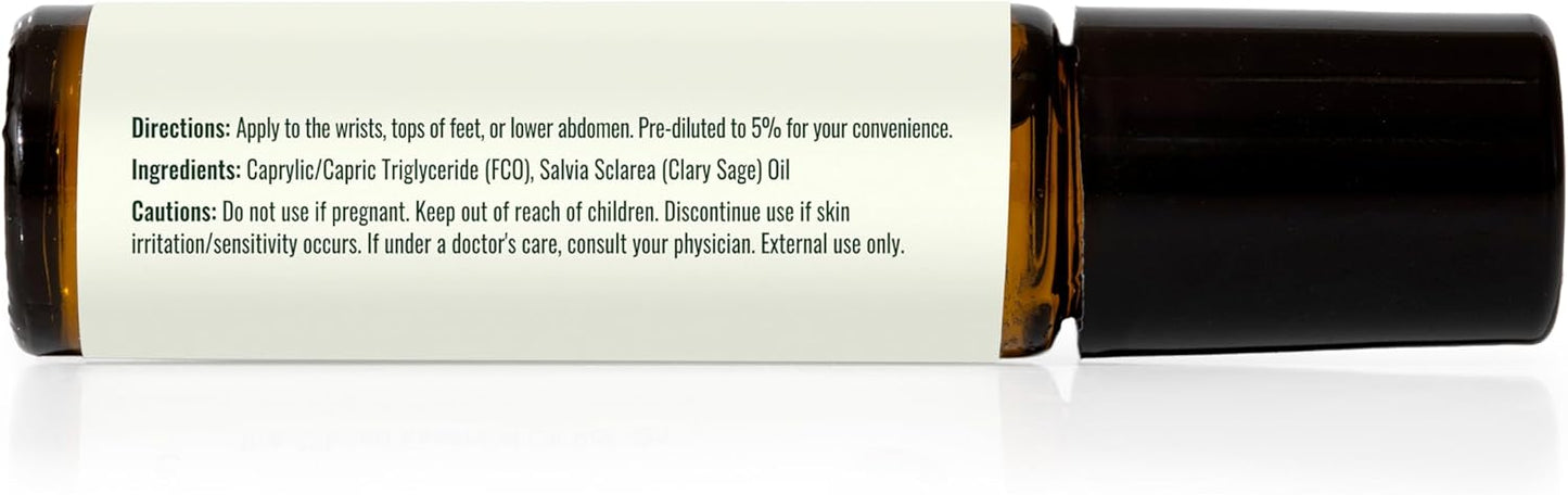 Plant Therapy Clary Sage Pre-Diluted Essential Oil Roll-On 10 mL (1/3 oz) 100% Pure, Natural Calming Aromatherapy for Sleep, Hair, Skin, and Women’s Health