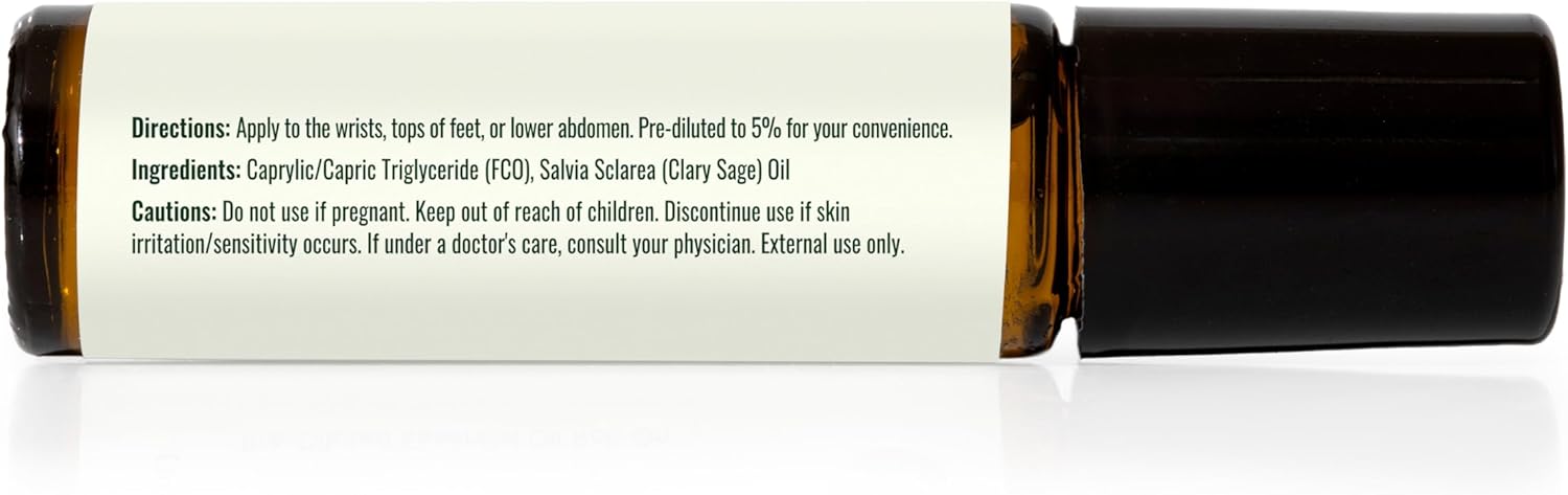 Plant Therapy Clary Sage Pre-Diluted Essential Oil Roll-On 10 mL (1/3 oz) 100% Pure, Natural Calming Aromatherapy for Sleep, Hair, Skin, and Women’s Health