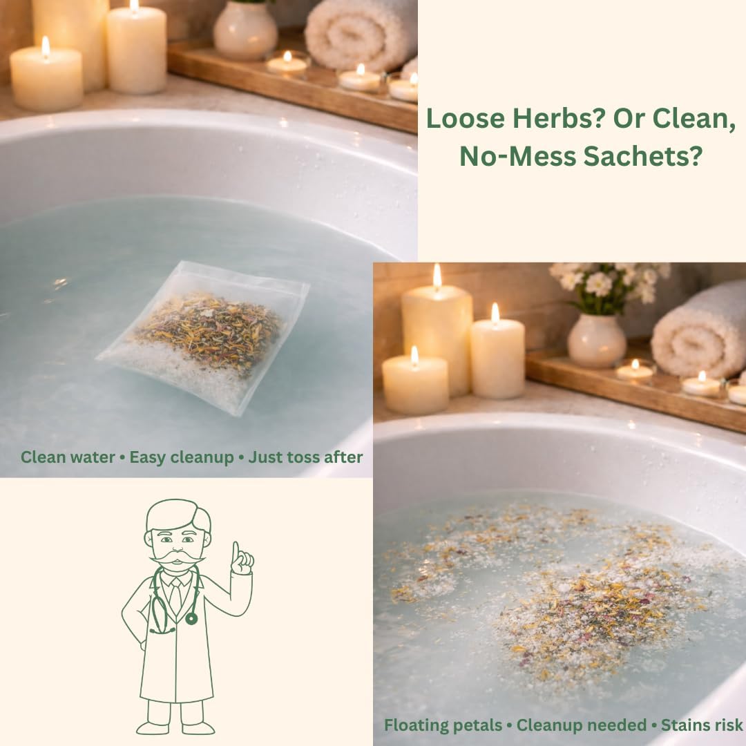 Hemorrhoid & Sitz Bath Support Soak – 5 Prefilled Sachets (50 g Each) | Epsom & Dead Sea Salts with Calendula, Chamomile, Plantain, Yarrow, Comfrey & Rose Petals | Fragrance-Free Comfort Soak