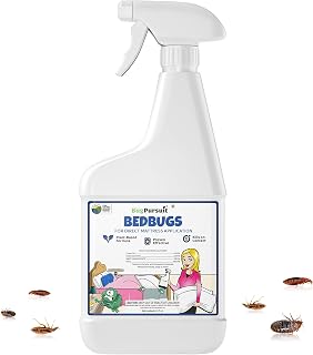 BugPursuit 24oz Bed Bug Killer Natural & Effective Bed Bug Spray for Furniture and Bedding, Mattress, Non Staining & Pet Safe, 100% USDA Biobased