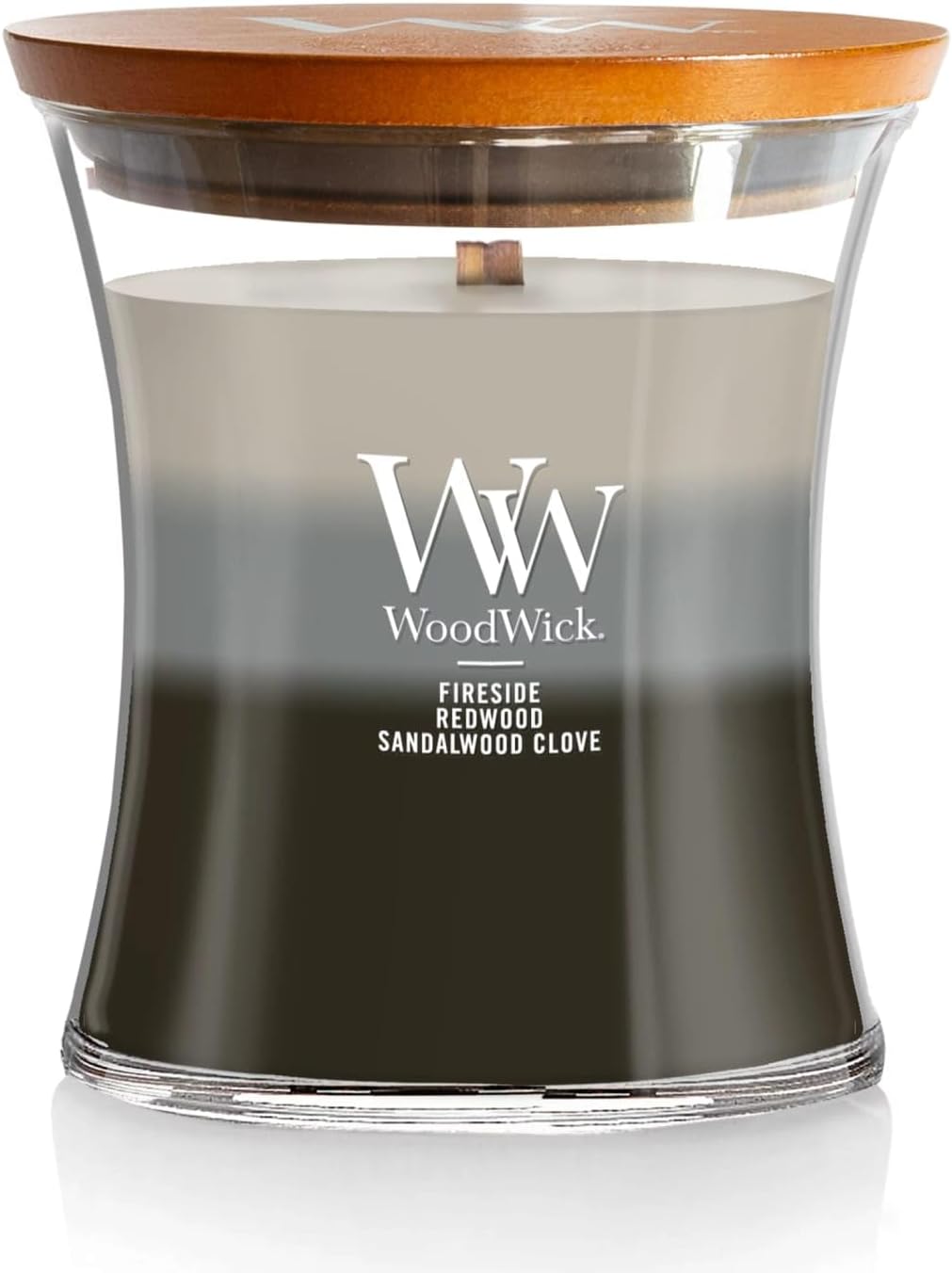 WoodWick Warm Woods Trilogy Holiday Candle Gifts for Women and Men, 9.7 oz Medium Hourglass Trilogy Candle with Crackling Wick