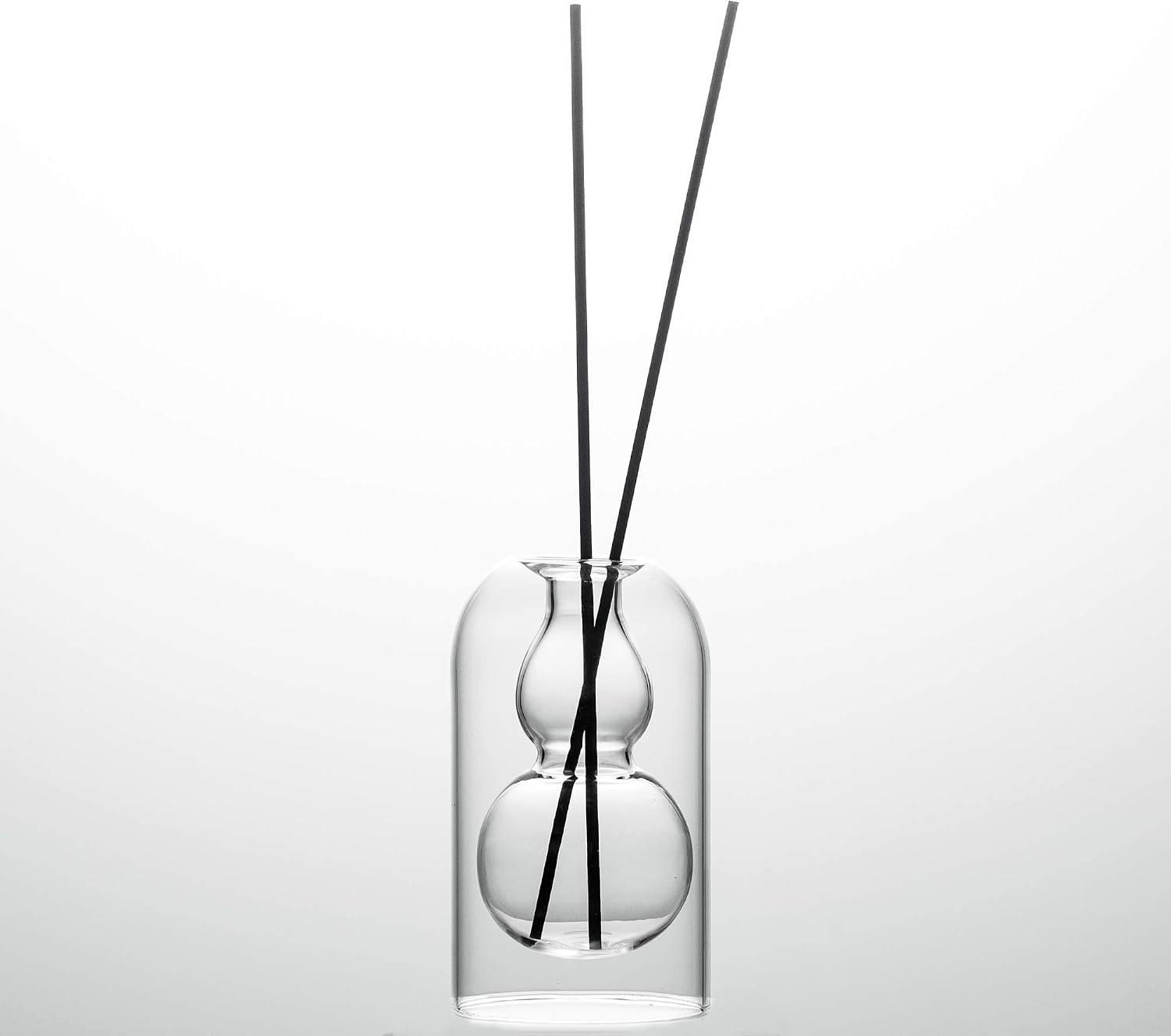 Empty Glass Fragrance Reed Diffuser Bottles,for Essential Oil, with 16pcs Black Reed Sticks,Minimalist Decor,2pcs/Set.