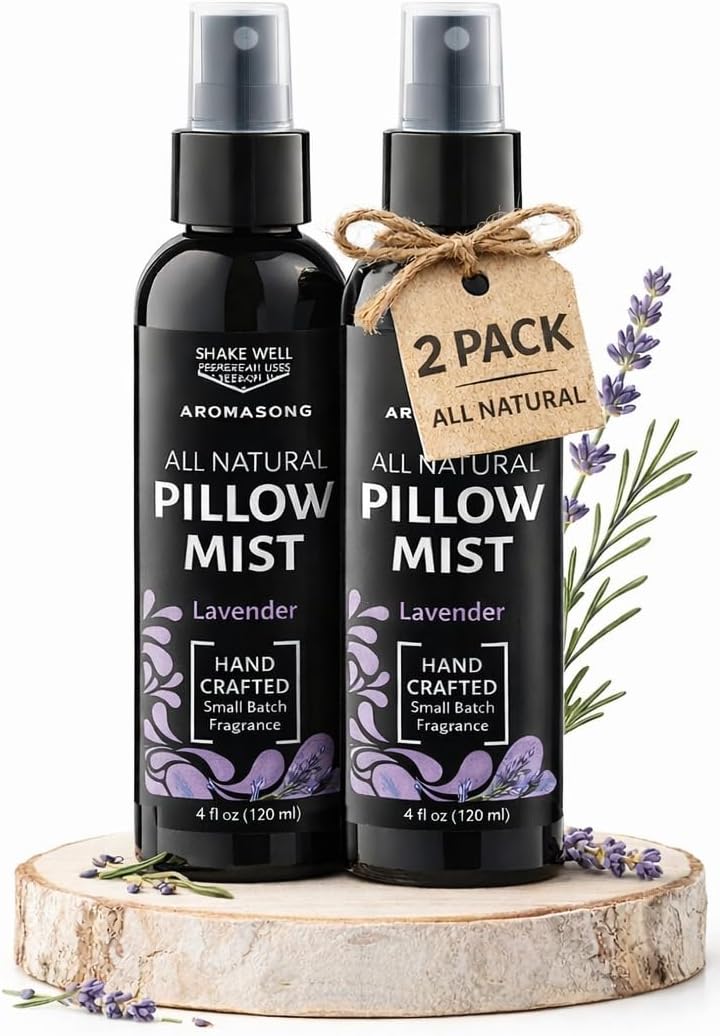 Aromasong Lavender Spray for Sleep Pillow | 2-Pack | All Natural Calming Linen & Bedtime Sleep Mist for Deep Sleep - Pillow Spray for Sleeping Aromatherapy with Botanical Essential Oils for Relaxing