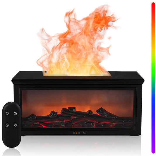 Fireplace Flame Essential Oil Diffuser Humidifier - Ultrasonic Aroma Diffuser with 7-Color Flame Effect