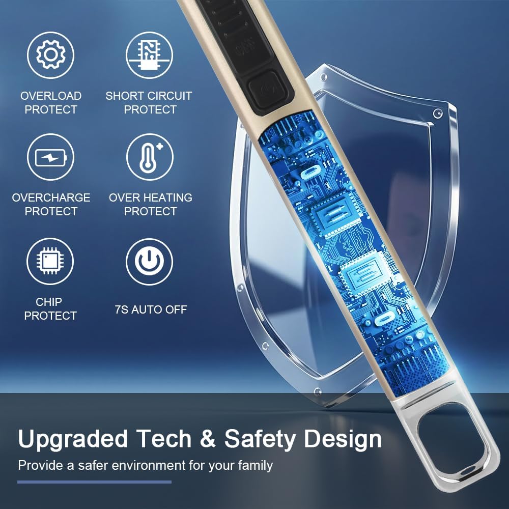 SUPRUS Electric Candle Lighter USB Type C Rechargeable Lighter Steel Shell & Hanging Hook with 360° Flexible Neck