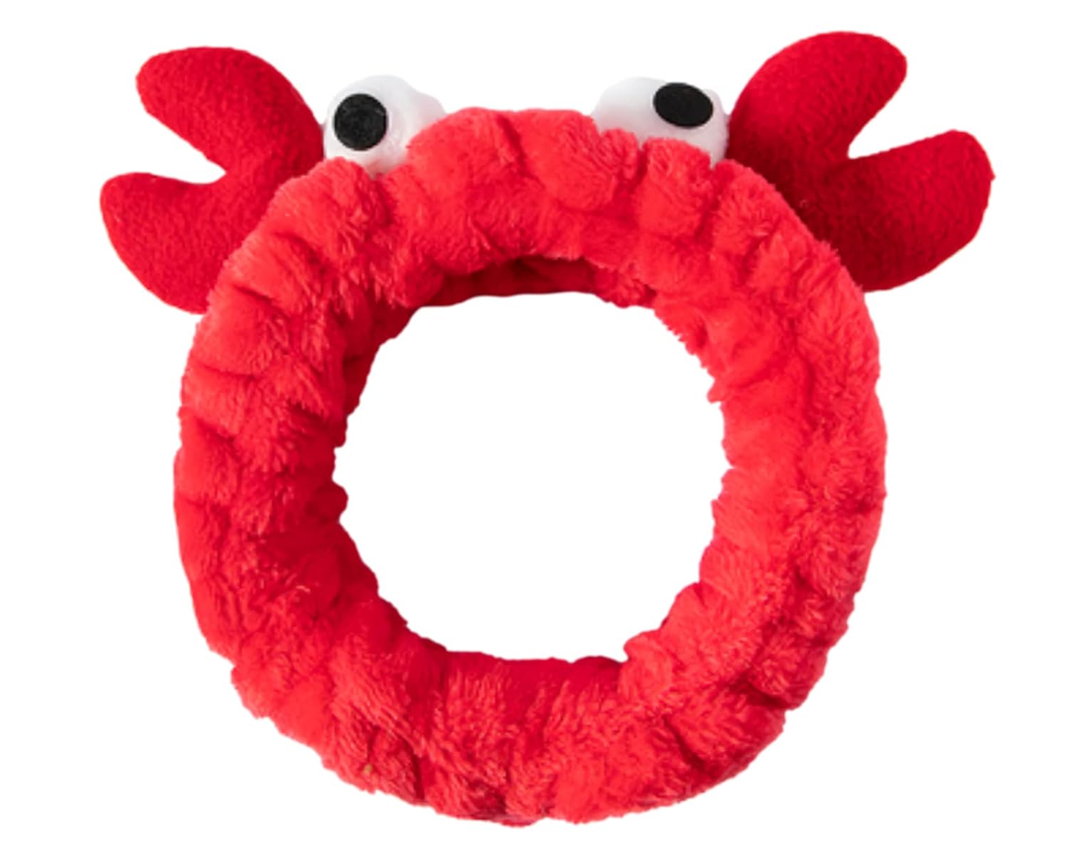 GK-O Creative Face Wash Hair Band Cartoon Crab Headband Womens (Red) | Cute cartoon crab shaped plush face wash hair band with funny eyes soft elastic head band spa makeup wrap for women