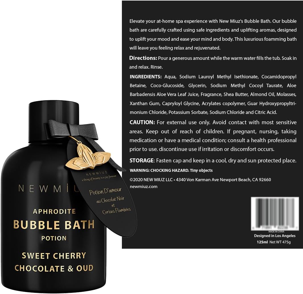 Premium Bubble Bath Long Lasting Foaming Bubbles Romantic Bath for Couples Cherry Chocolate Oud Moisturizing Relaxing Stress Relief Calming Spa Gift