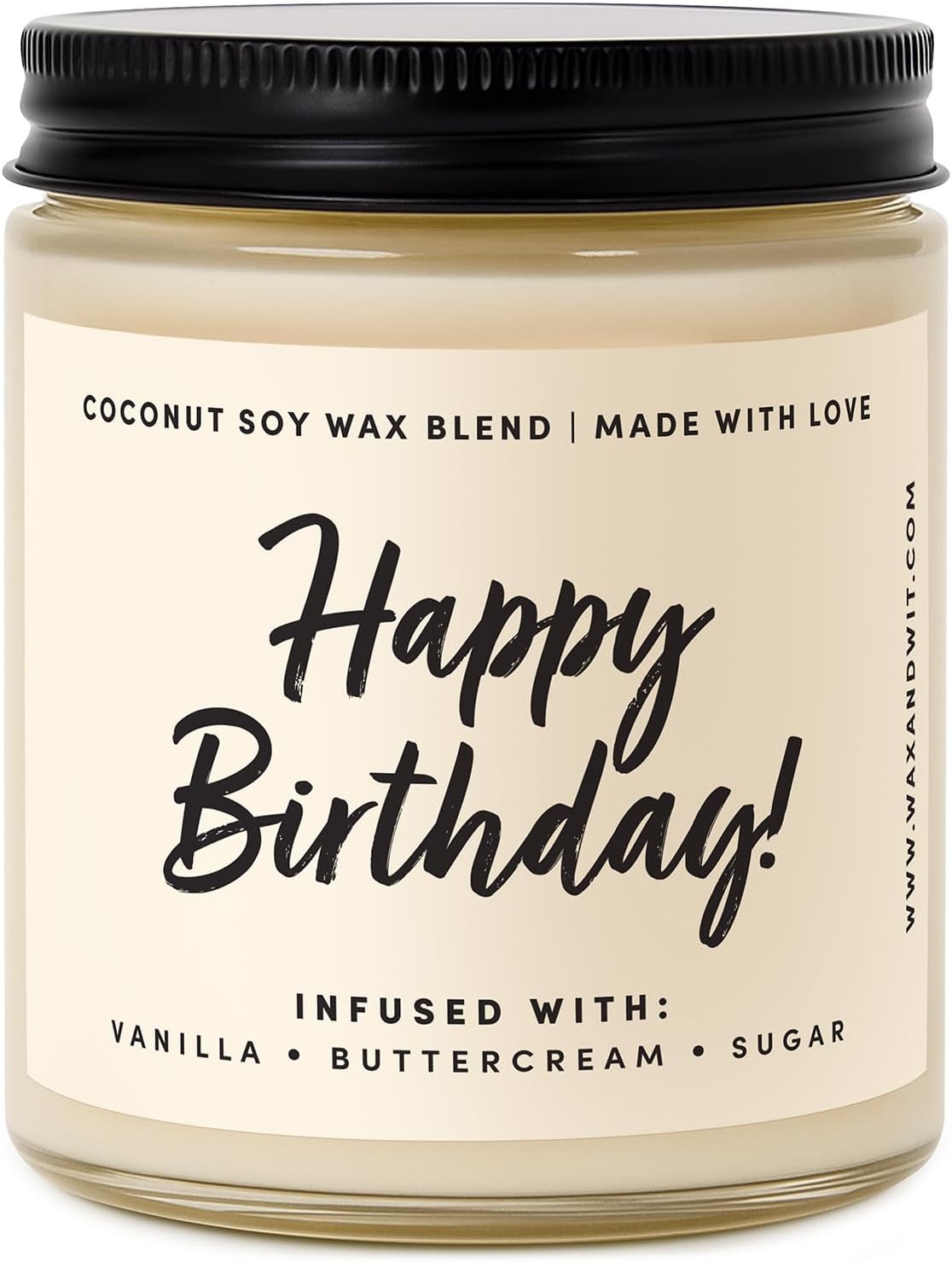 WAX & WIT Birthday Gifts for Women, Happy Birthday Candle – Scented with Vanilla, Buttercream and Sugar - 9oz, Soy Wax, 50 Hour Burn, Premium Candle Gift for Her, Friend, Daughter, Sister, Wife