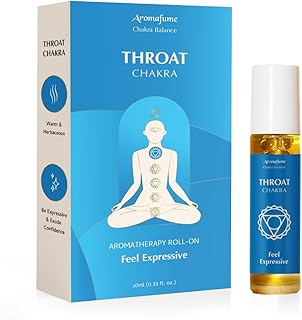 Throat Chakra Essential Oil Roll-On Blend by Aromafume | 10ml/0.33 fl oz | Vishuddha | Aromatherapy Oils for Chakra Balance | Peppermint & Lavender Extracts| Chakra Incense for Meditation, Yoga, Reiki