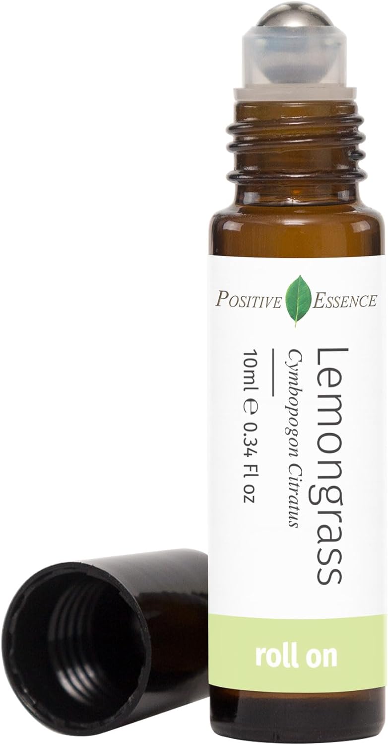 Lemongrass Essential Oil Roll-On – Natural Aromatherapy Oil, Pre-Diluted with Jojoba for Skin Application, Travel Size Roller with Leak-Proof Metal Ball (10 mL)