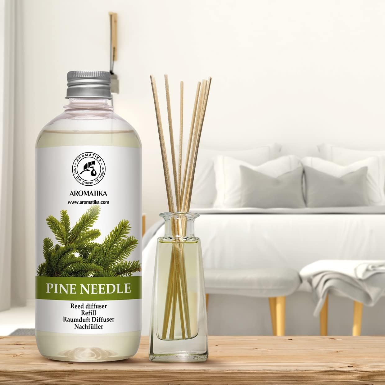 Pine Diffuser Refill 17.0 Fl Oz - Fresh & Long Lasting Fragrance - Scented Reed Diffuser - Diffuser Oil Refill - for Aromatherapy - Office - Air Fresheners w/Natural Essential Pine Needle Oil