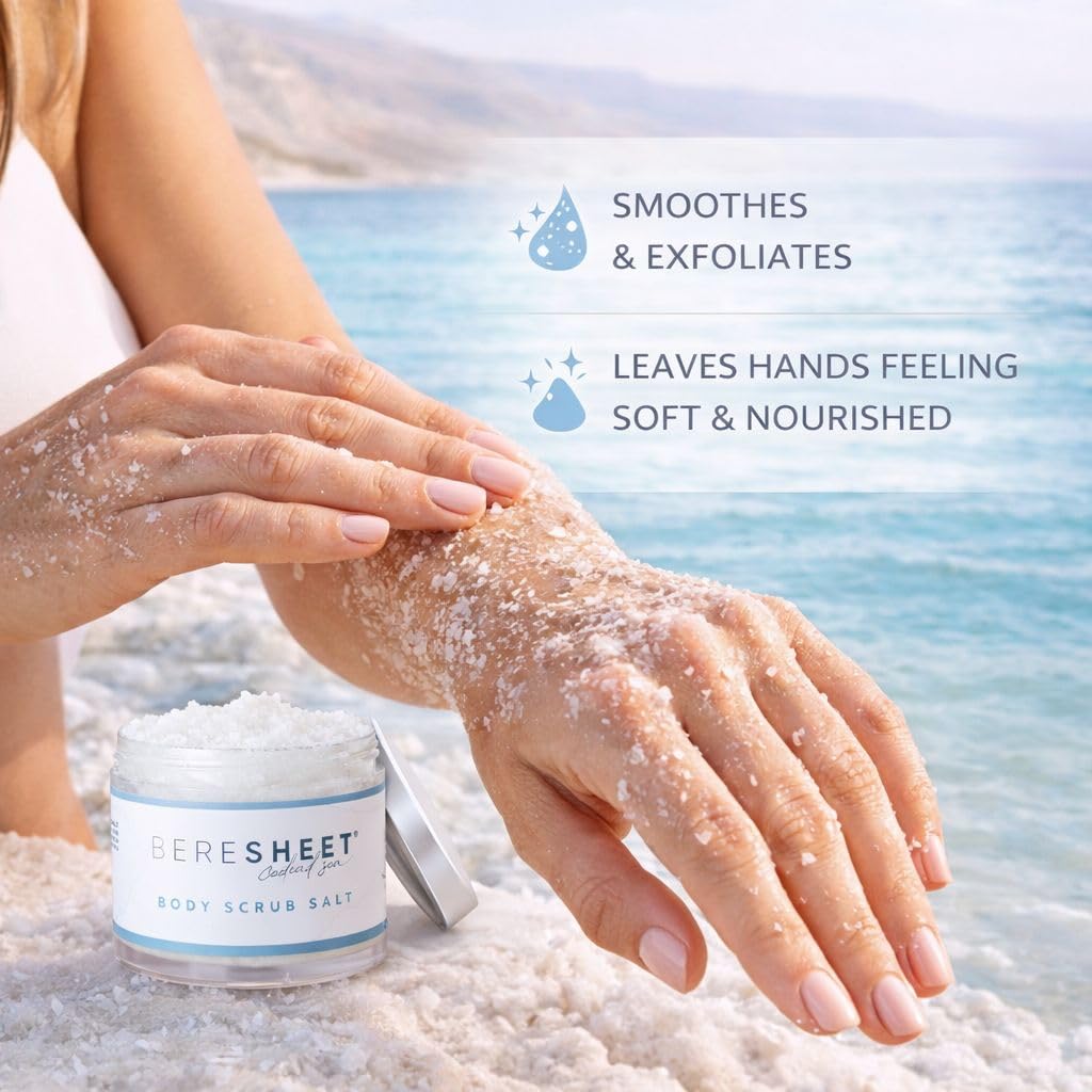 Salt Body Scrub – Natural Exfoliating & Hydrating Body Scrub with Dead Sea Minerals & Natural Oils – Deep Cleansing, Nourishing & Skin-Smoothing Scrub for All Skin Types