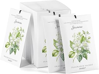 MYARO 12 Pack Jasmine Scented Sachets for Drawer, Closet & Small Spaces Air Freshener Bags, Odor Eliminator for Car, Shoes, Bathroom Home Fragrance Gift Set