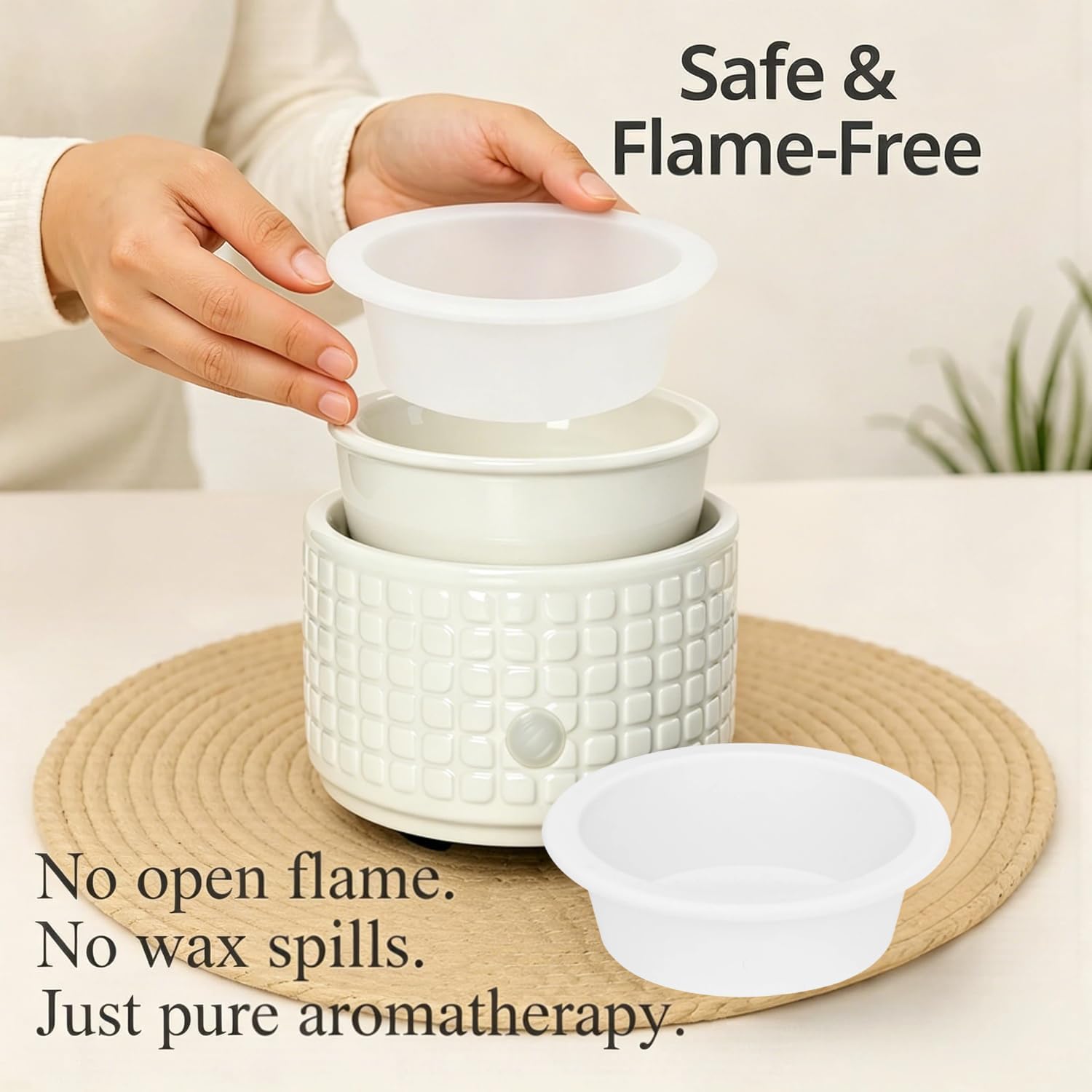 ASAWASA 2 Pcs Silicone Liners for Wax Warmer,No Mess, No Scrape, Long Lasting and Reusable, 2.48 in in Bottom Diameter (medium size 2pcs)