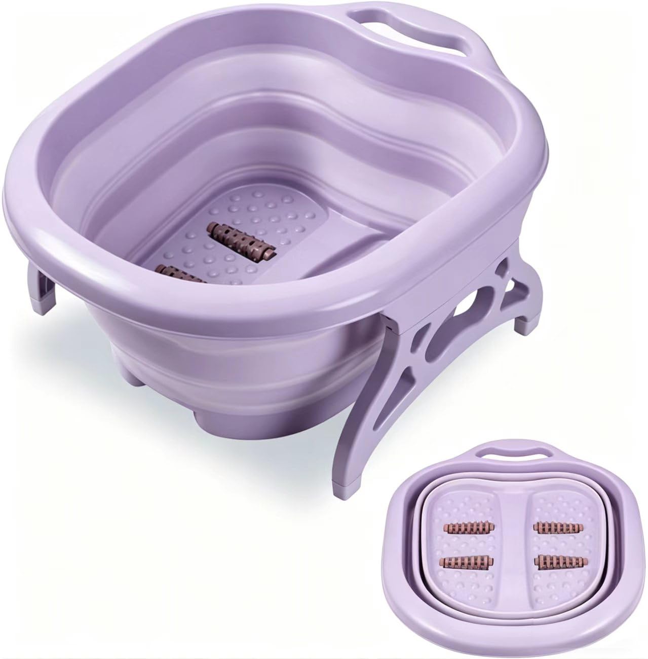 Foldable Foot Spa Bath Massager with Massage Rollers, Collapsible Foot Soak Tub with Non-Slip Legs & Handle, Portable Pedicure Basin for Soaking Feet, Relieve Foot Fatigue, Home Use, Space Saving