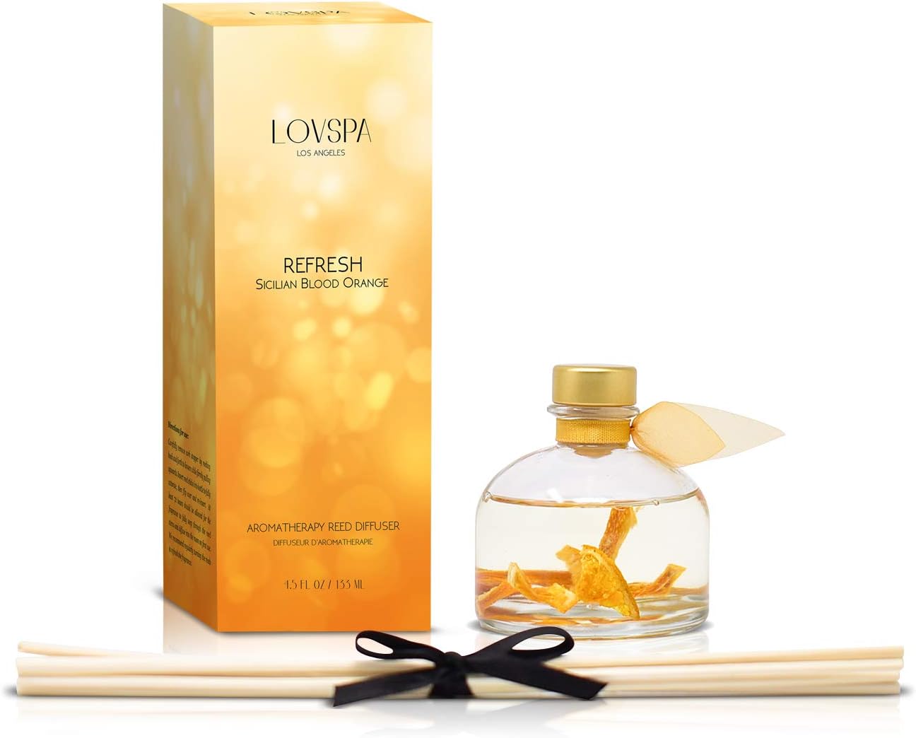 Reed Diffuser Set, Refresh Sicilian Blood Orange Scented Oil Diffuser with Sticks, Home Fragrance Accessories for Bathroom Shelf Decor, Aroma Diffusers for Home or Office Desk, USA Made