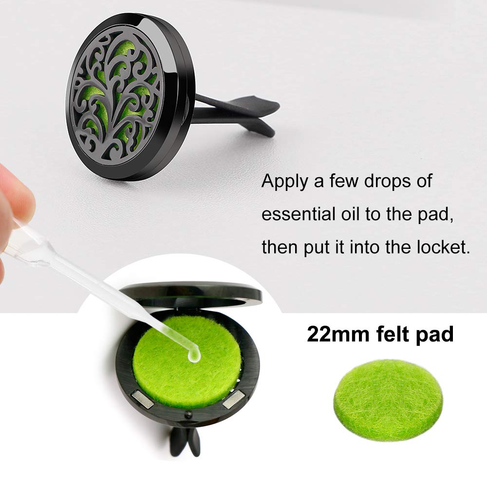 RoyAroma Car Air Freshener Vent Clip - 2PCS 30mm Black Car Essential Oil Diffuser Vent Clips for Home Office Room with 12 Felt Pads Mother's Day, Birthday Gift for Women & Men
