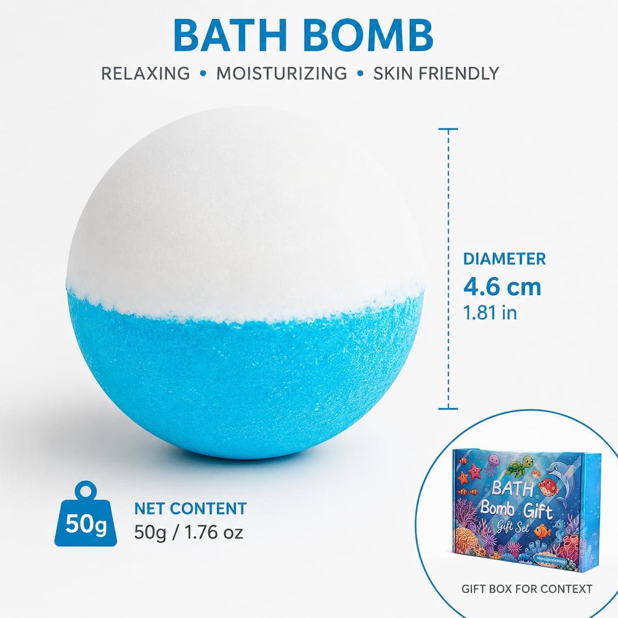 Ocean Bath Bomb Gift Set, 12 Pack Colorful Bath Fizzies, 1.76 oz Each, Bathwater Additive for Relaxing Soaks, Home Spa Bath Set for Women and Men