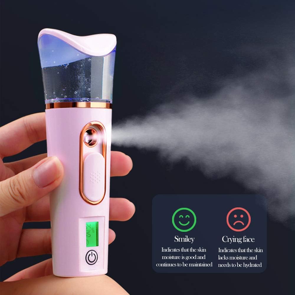 FANTEXY Nano Facial Mister with Skin Analyzer Moisture Tester | Portable Mini Cool Face Mist Steamer, USB, Handy Facial Sprayer, Eyelash Extensions, Face Moisturizing & Hydration Refreshing