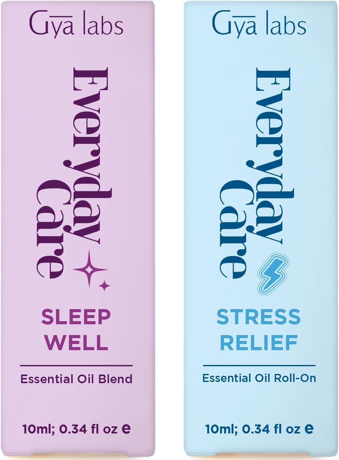 Sleep Well & Stress Relief Roll On Set - Aromatherapy Grade Essential Oils Set - 2x0.34 fl oz - Gya Labs