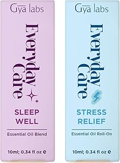 Sleep Well & Stress Relief Roll On Set - Aromatherapy Grade Essential Oils Set - 2x0.34 fl oz - Gya Labs