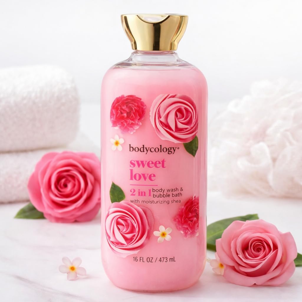 2 in 1 Body Wash and Bubble Bath - Sweet Love by Bodycology for Women - 16 oz Body Wash
