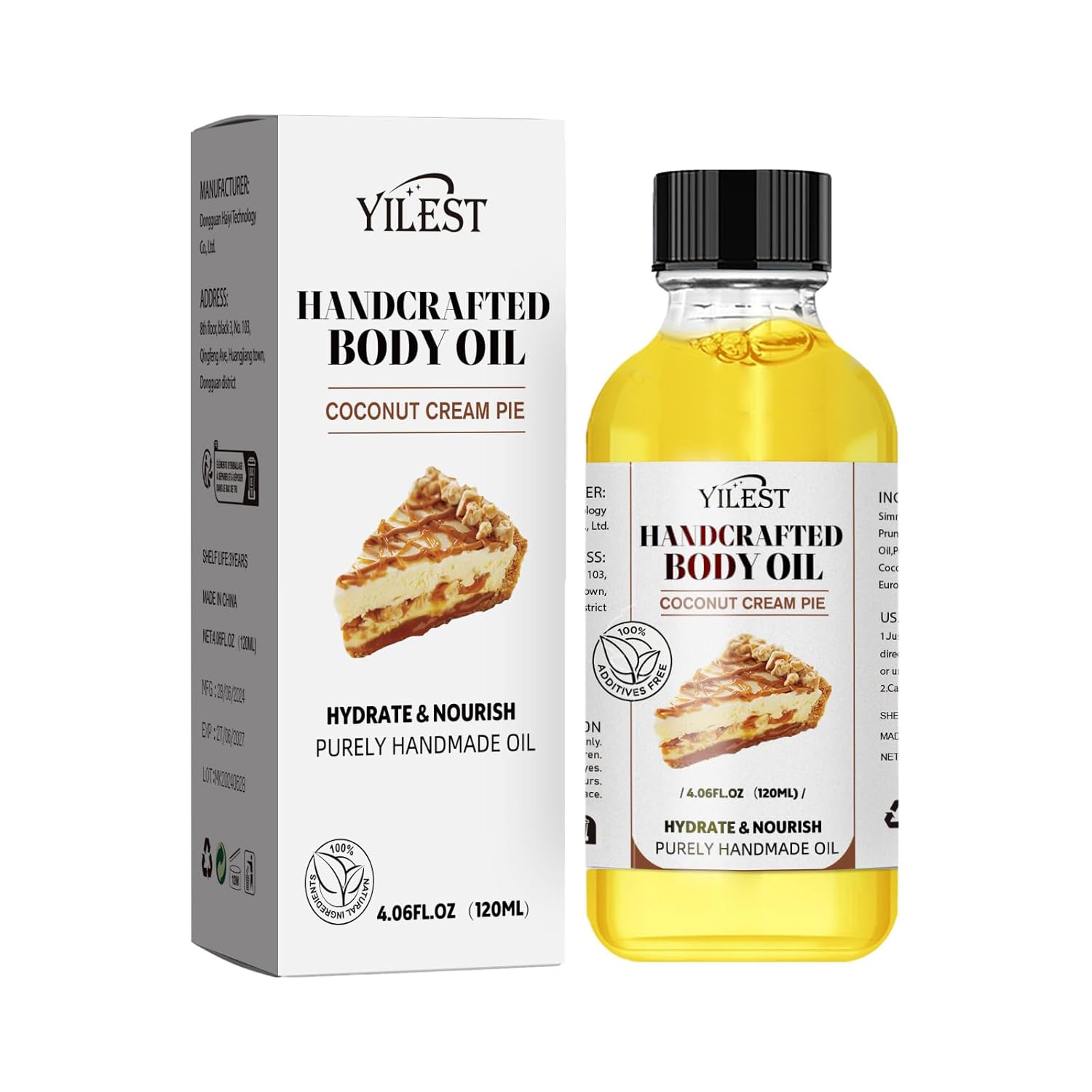 Organic Coconut Oil Body Oil for Dry Skin - Sweet Almond & Coconut Oils Blend, Moisturizing, Nourishing & Aromatic Skin Care Treatment for Women & Men, 4.06 Fl Oz, Hydrating & Non-Greasy