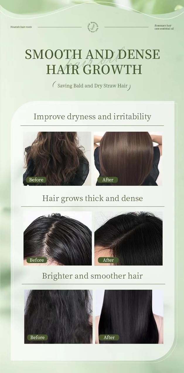 Organic Rosemary Essential Oil mixed with Castor, Argan and Tea Tree Rosemary Oil for Hair Growth (100ml/3.3fl oz) Pre-Diluted, Essential Oil, Strengthen Hair, Minimize Breakage, Stimulate Follicles