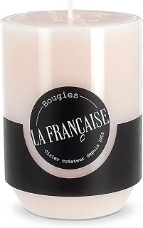 Bougies la Française Scented Pillar Candle, Peony Pink with Rose, Red Fruits and Elderberry Blossom, Made in Tunisia, Approx. 45-Hour Burn Time, 2.76 x 3.74 Inches