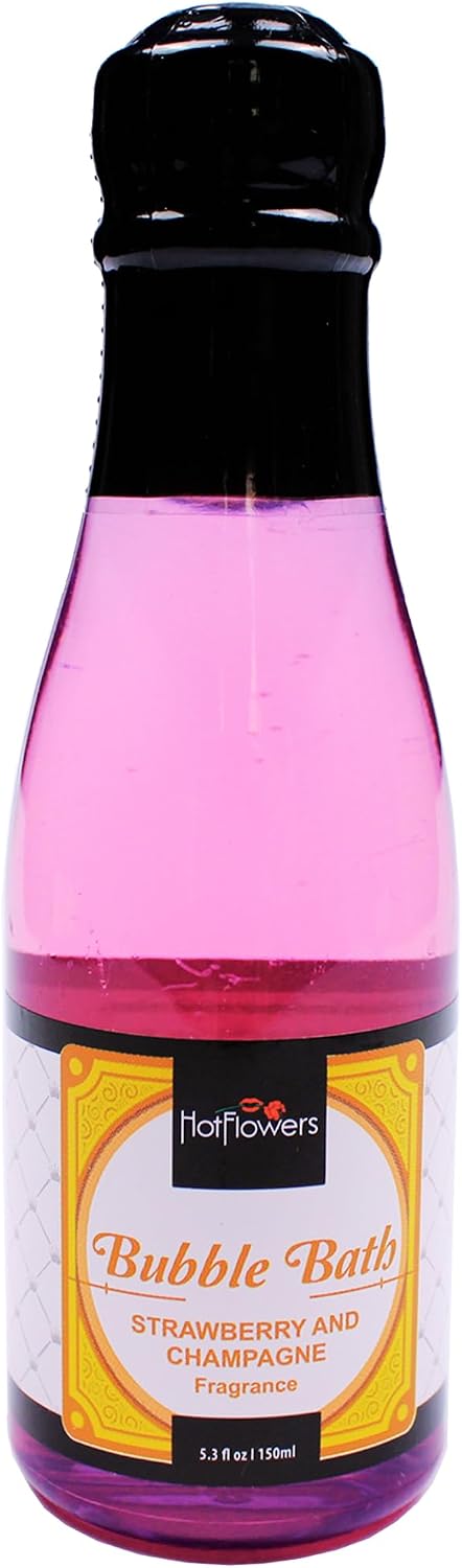 Hot Flowers Bubble Bath Scented – Women and Men Bath Foam Products – Relaxing, Foaming, and Moisturizing Adult Soak – Special Small Champagne-Shaped Pet Bottle