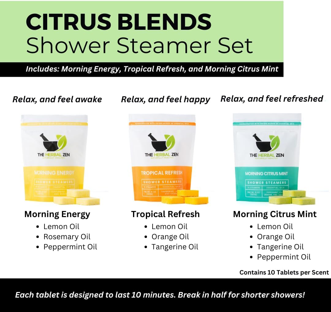 Bulk Shower Steamers with Essential Oils Combo Set by The Herbal Zen (3 Packs of 10 Tablets, Value Set), Bulk Shower Bombs, Relaxation Gift for Women and Men, Birthday Gifts, Mothers Day Gift