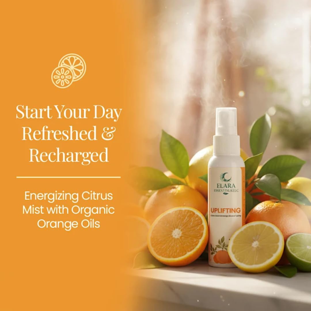 Uplifting Aromatherapy Shower Spray – Energizing Citrus Mist with Organic Citrus Oils – Refreshing Shower & Room Spray for Mood Boost & Morning Energy – 2oz
