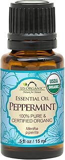 US Organic 100% Pure Peppermint Essential Oil - USDA Certified Organic - 15 ml - w/Improved caps and droppers (More Size Variations Available)