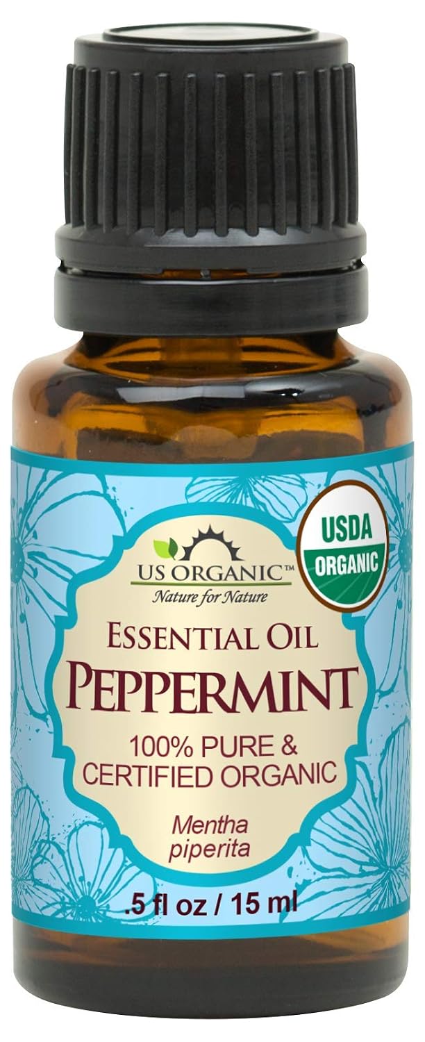 US Organic 100% Pure Peppermint Essential Oil - USDA Certified Organic - 15 ml - w/Improved caps and droppers (More Size