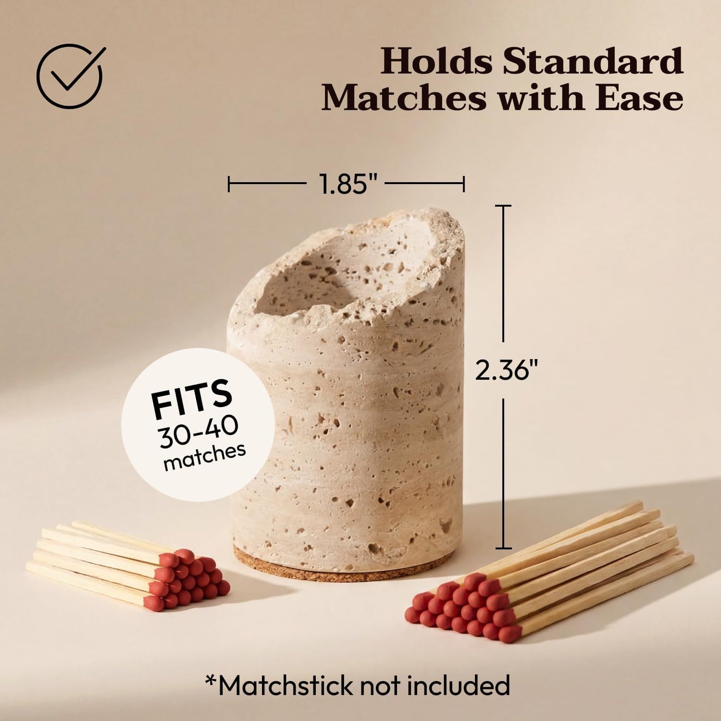 Ceramic Match Holder with Striker - Set of 2 - Handmade Match Box - Matches in a Jar for Bathroom Candle -Black 10 Extra Striker Pads - Modern Bathroom & Home Decor Gift - Red & Speckled White