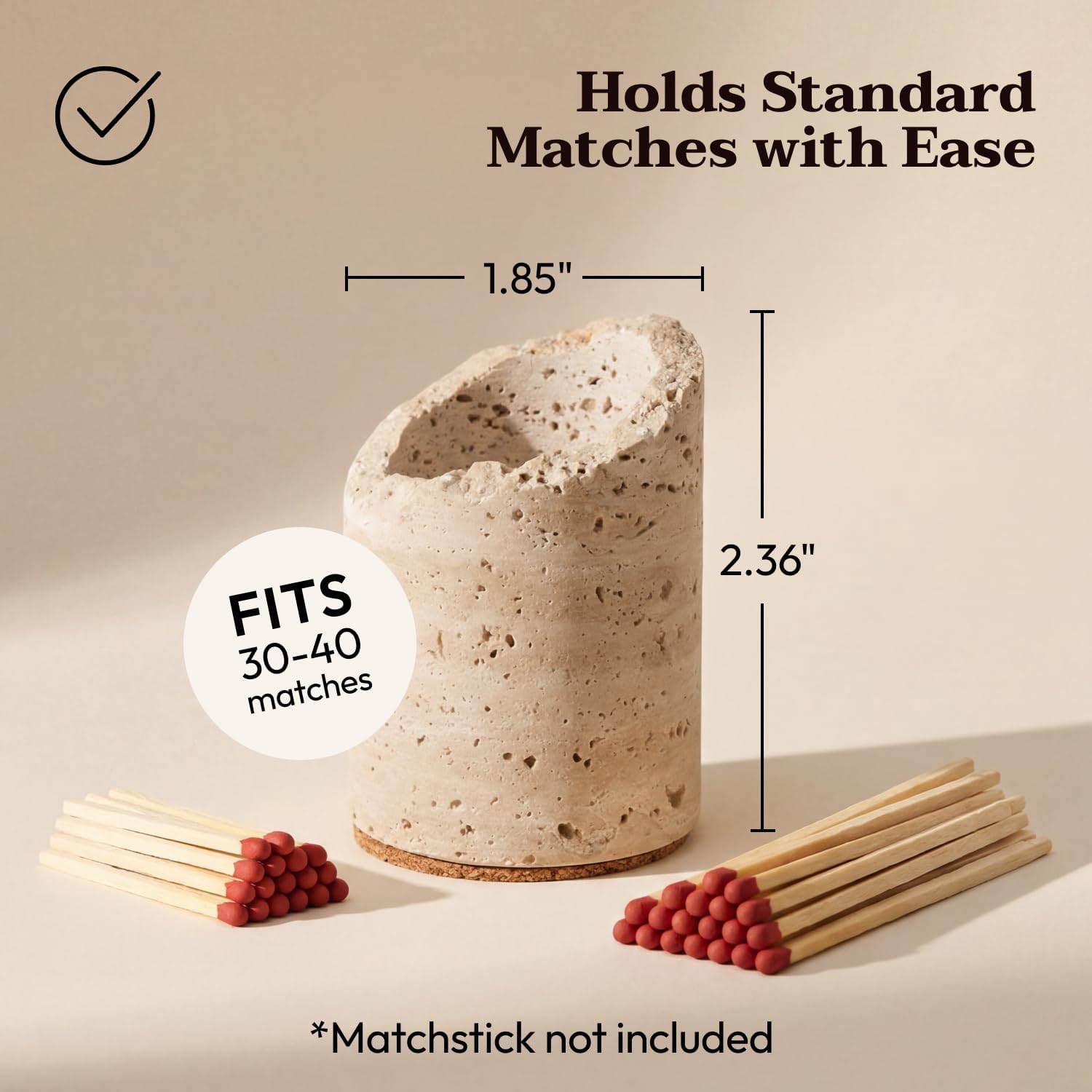 Ceramic Match Holder with Striker - Set of 2 - Handmade Match Box - Matches in a Jar for Bathroom Candle -Black 10 Extra Striker Pads - Modern Bathroom & Home Decor Gift - Red & Speckled White