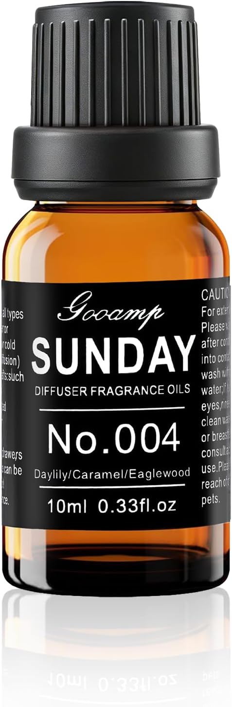 Gooamp SUNDAY-004 Essential Oil Blend for Diffuser - Essential Oils for Ultrasonic and Waterless Diffusers and DIY Crafts with Daylily/Caramel/Eaglewood - 10mL 0.33fl.oz