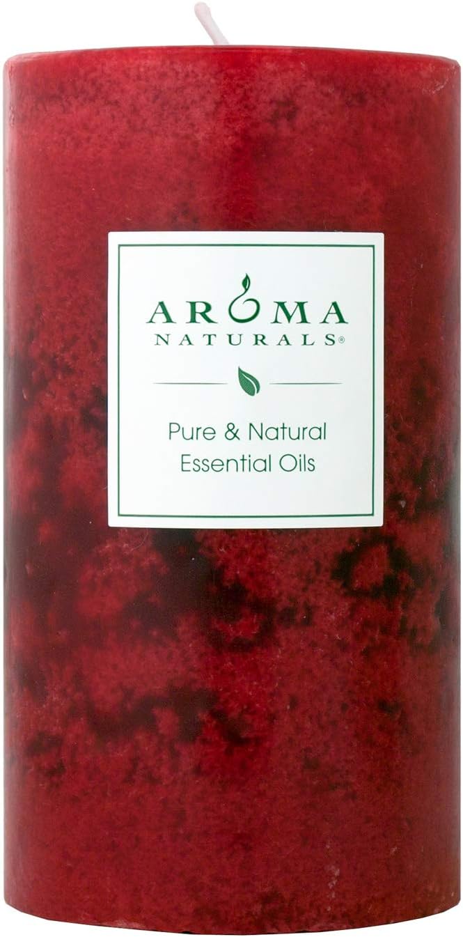 Aroma Naturals Holiday Orange, Clove and Cinnamon Essential Oil Scented Pillar Candle, Warm Spice, 2.75 inch x 5 inch