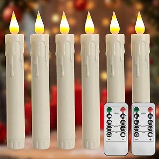6.7 Inch Flameless Taper Candles with Remote and Timer, 6 Pack Battery Operated LED, 3D Flickering Flame Electric Candlesticks for Wedding Christmas Home Window Fireplace Decor, Ivory