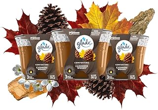 Glade Candle Cashmere Woods, Fragrance Candle Infused with Essential Oils, Air Freshener Candle, 3-Wick Candle, 6.8 Oz, 3 Count