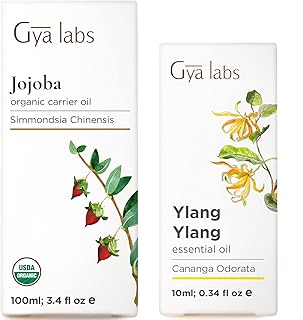 Gya Labs Jojoba Oil for Hair (100ml) & Ylang Ylang Essential Oil for Skin (10ml) Set - Aromatherapy Grade Essential Oils Set