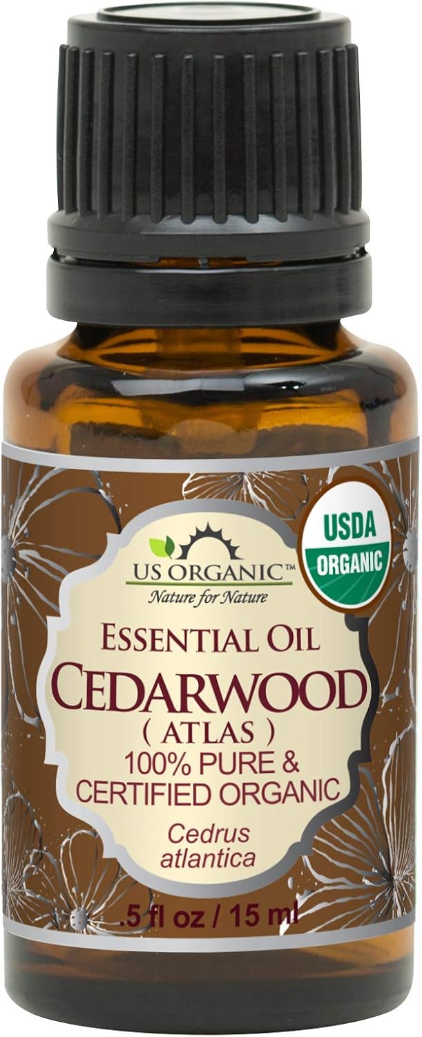 US Organic 100% Pure Cedarwood Essential Oil (Atlas) - USDA Certified Organic, Steam Distilled (More Size Variations Available) (15 ml / .5 fl oz)