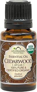 US Organic 100% Pure Cedarwood Essential Oil (Atlas) - USDA Certified Organic, Steam Distilled (More Size Variations Available) (15 ml / .5 fl oz)