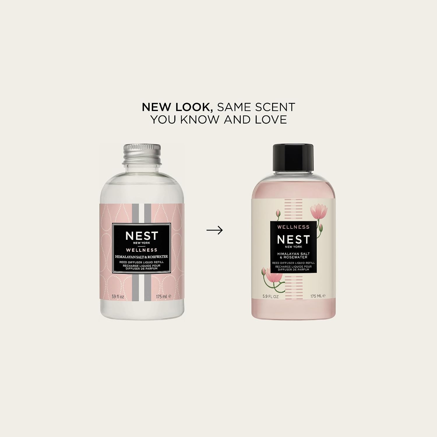 NEST New York Reed Diffuser Liquid Refill, Himalayan Salt & Rosewater - 5.9 fl oz - Fragrance for Up to 90 Days - Flame Free