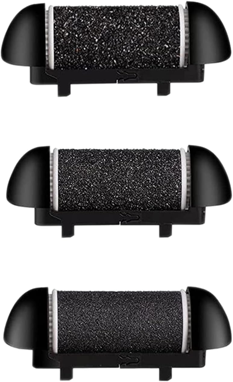 CIVYPRO Extra Coarse 3 Refill Rollers for Electric Feet Callus Remover V-601, Replacement Heads Foot Care Pedicure Tools Pack-1 Coarse, 1 Regular and 1 Gentle Rollers (Black)